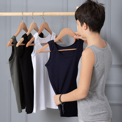 LOREZA ® 5 Pack Jungen Unterhemden Feinripp 100% Baumwolle ohne Seitennaht Tank Top