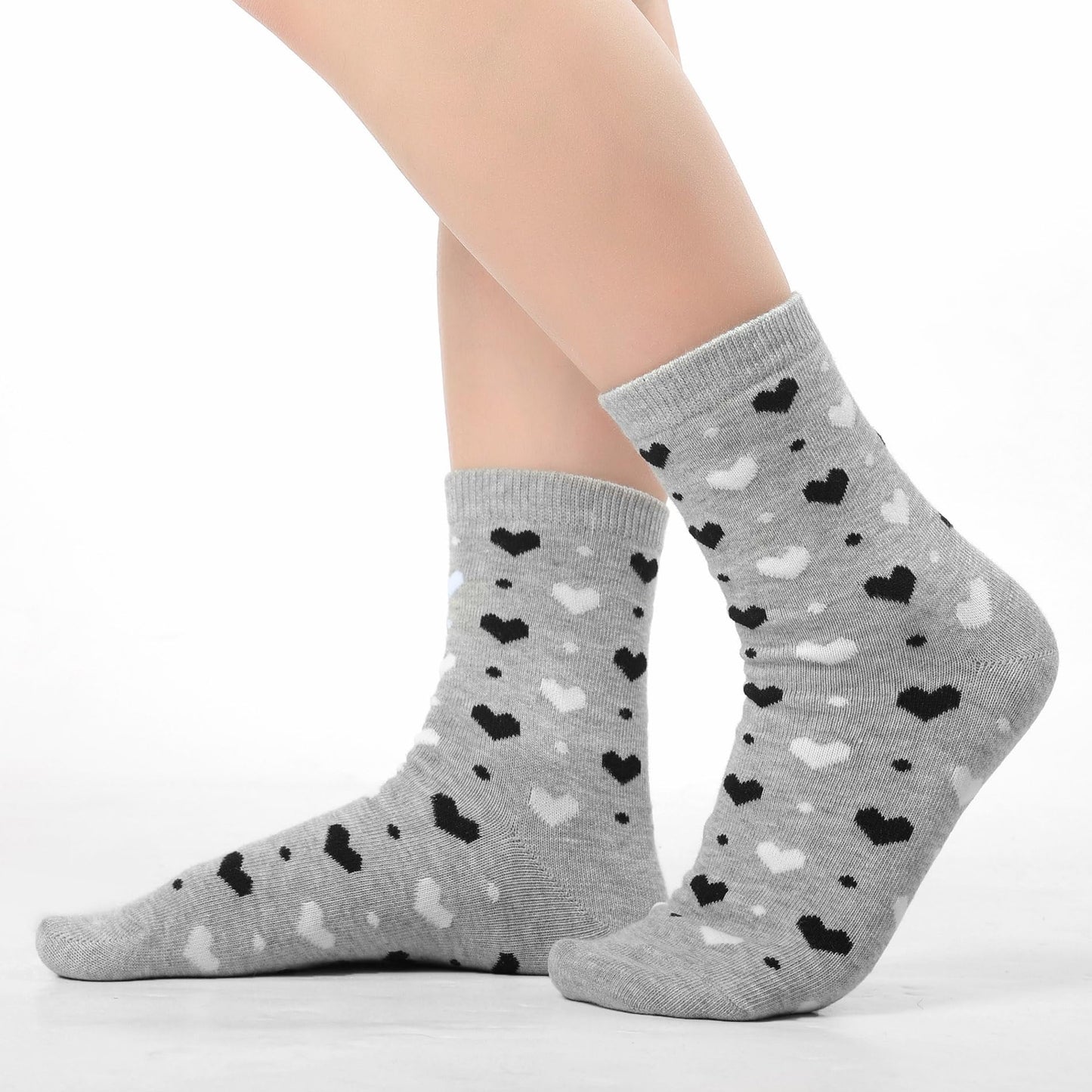 10 Paar Socken 35-38, Strümpfe Mädchen Baumwolle Lange Ringelsocken, Bunte Damensocken Baumwollsocken Mädchen mit Streifen Punkten