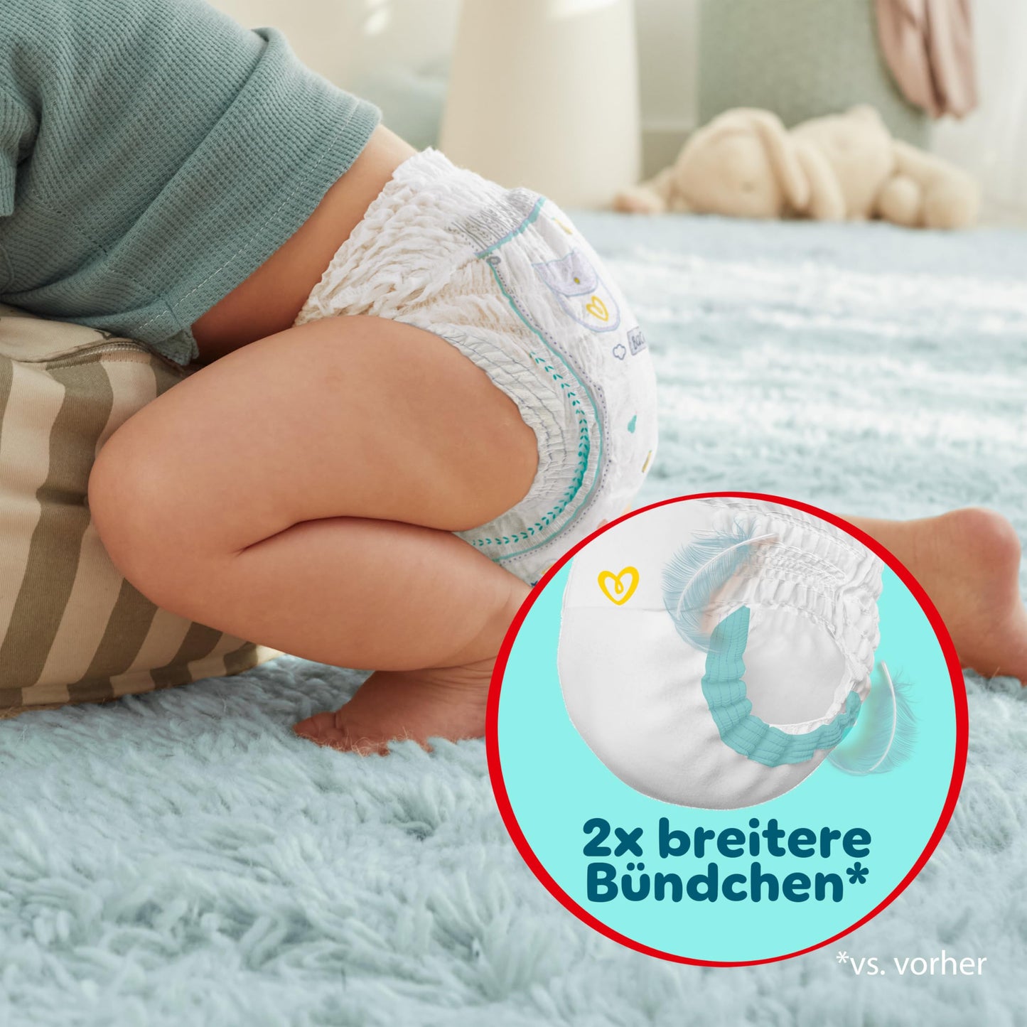 Pampers Premium Protection Pants Größe 4, 168 Windeln, 9kg-15kg, Mit 360° Passform und 2x breiteren Bündchen als vorher für unseren besten Komfort & Schutz