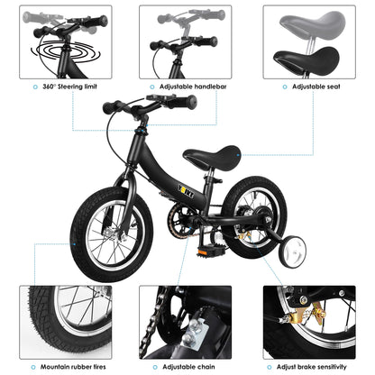 YBIKE 2 in 1 Laufrad, Kinderlaufrad und Kinderfahrrad Dual-Use-Funktion, geeignet für Kinder im Alter von 1-7, 12,14,16 Zoll mit Bremse, Pedal, Trainingstheorie - Meloni2
