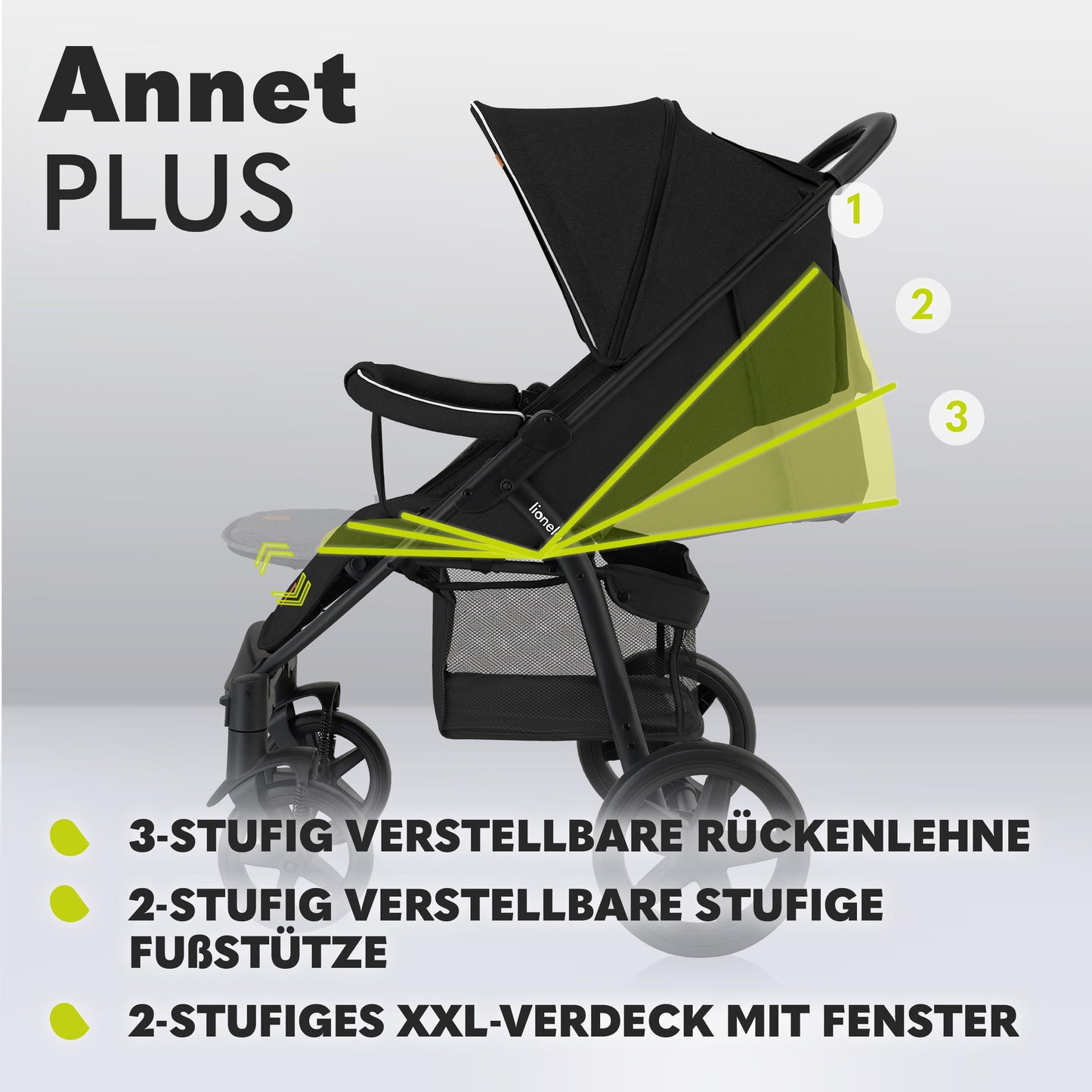 LIONELO Annet Plus Buggy up to 22 kg with Reclining Function, Small Folding Pushchair with Accessories, EVA Foam Wheels, Mosquito Net, Foot Cover Drink Holder, Basket Dreamin