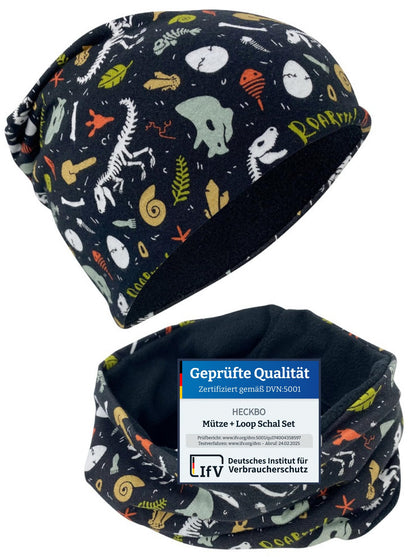 HECKBO Children's Beanie Hat & Scarf, Tube Scarf Set, for Girls and Boys, 95% Cotton, Autumn, Spring, Winter