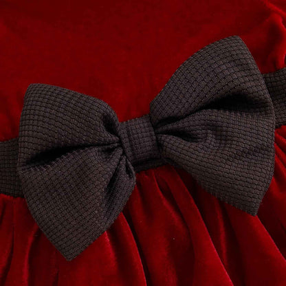 Geagodelia Girls Christmas Dress Long Sleeve Elegant Red Winter Dresses and Headband Set for Newborn Christmas