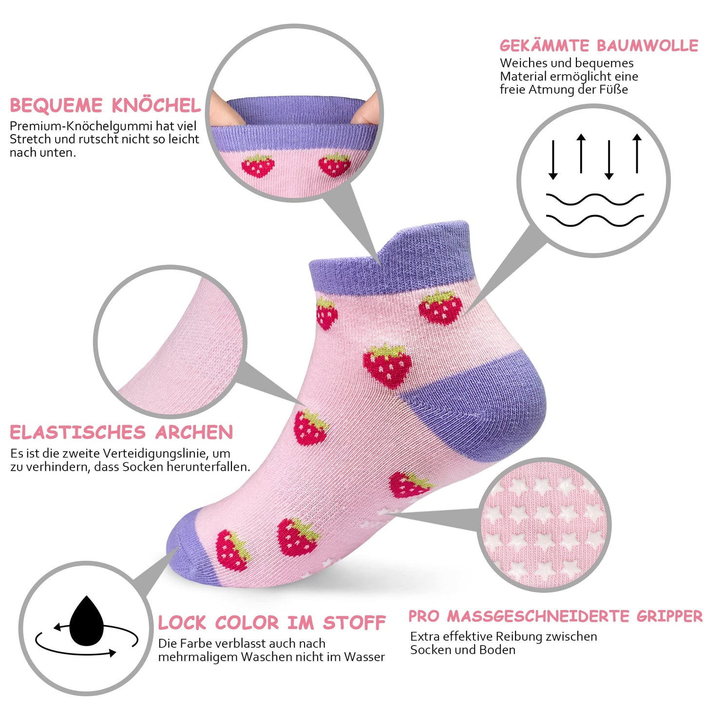 GRPSKCOS Stoppersocken Kinder 12 Paar ABS Socken Rutschfeste Socken Kleinkind Antirutschsocken für 1-7 Jahre Jungen Mädchen