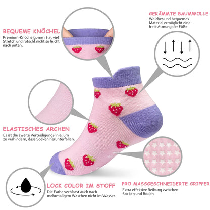 GRPSKCOS Stoppersocken Kinder 12 Paar ABS Socken Rutschfeste Socken Kleinkind Antirutschsocken für 1-7 Jahre Jungen Mädchen