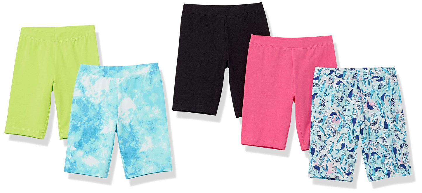Amazon Essentials Mädchen Midi-Radshorts (Früher Spotted Zebra), 5er-Pack