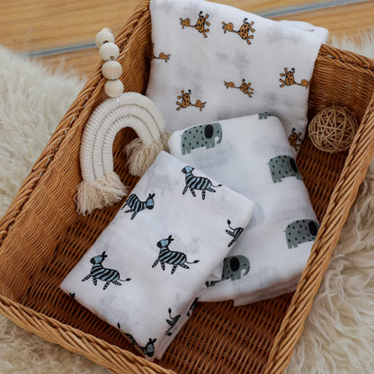 GLLQUEN Musselintücher für Babys, 6 Stück Spucktücher aus Baumwolle 70 cm x 70 cm, saugfähig und atmungsaktiv und ideal zum Reinigen, Abwischen und Abdecken von Neugeborenen