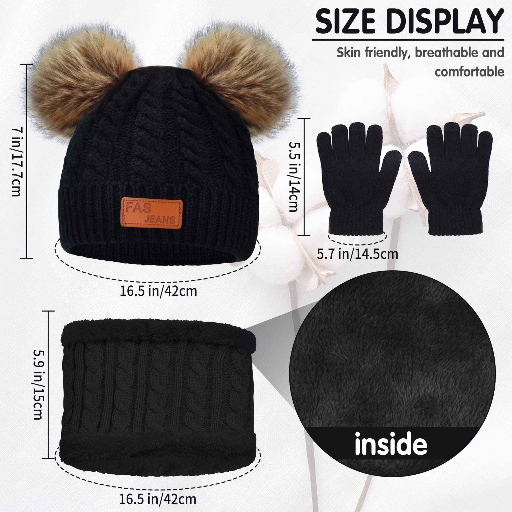 Kinder Wintermütze Schal Handschuhe Set - Strickmütze Beanie Hut für Mädchen Jungen 3-8 Jahre - Warme Winter Bekleidung
