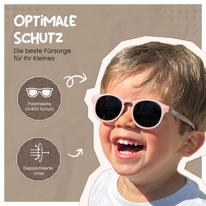Maesy Kinder Sonnenbrille für Kleinkind und Baby - 1-3 Jahre - UV400 Polarisierter Schutz - Flexibler und Biegsamer Rahmen - Verstellbares Gummiband - Sichere und Bequeme Kindersonnenbrille - Bowi