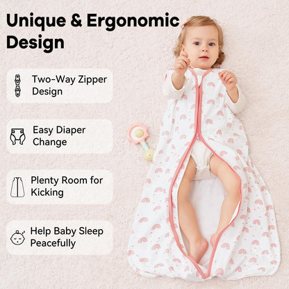 Unnivoll Baby Winter Sleeping Bag, 2.5 Tog, Baby Sleeping Bag, 0-6 Months, Cotton Baby Sleeping Bag, Newborn Winter Sleeping Bag, Baby, Warm and Soft, 67 cm, for Boys and Girls, Green