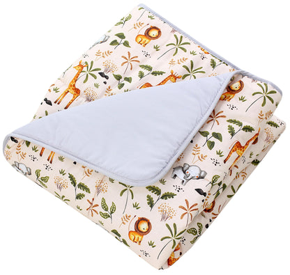 TupTam Krabbeldecke für Baby 120x120 cm - Gepolsterte Spieldecke Baby Baumwolle, XXL, OEKO-TEX, Weich & Hautfreundlich, Farbe: Wald/Beige - Meloni2