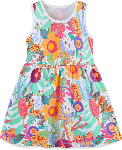 TEDD Mädchen Kleider Kurzarm Einhorn Blumen Sommerkleid Baumwolle Kleid Geburtstag Party Mädchenkleid Gr. 92-122