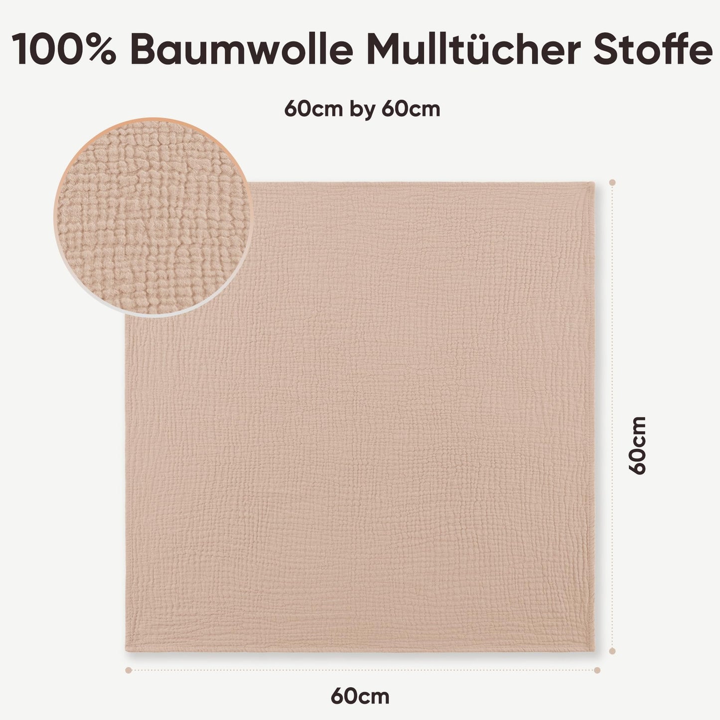 Bearmoss Moltontücher Baby 100% Baumwolle Weiche Spucktücher Baby,Atmungsaktiv und Extrem Saugfähig Musselin Tuch für Saugstark Mulltücher 4er 60x60cm (Brauner Druck)