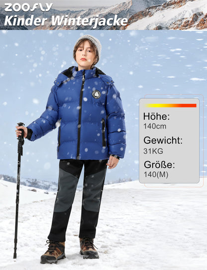 Winter Jacke Jungen Mädchen Kinder Jacke Warm Gefüttert Puffer Jacken Kinder Jacken Winter mit abnehmbarer Kapuze Wandern Jacke