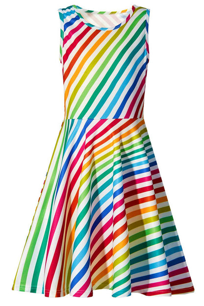 Mädchenkleid Schmetterling A-Linie Ärmelloses Sommerkleid Buntes Kleid 4-12 Jahre