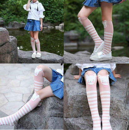 CISMARK Girls' Knee Socks 6 Pairs for Children Gifts Long Funny Children's Socks Animal Cotton Socks 3-12 Years