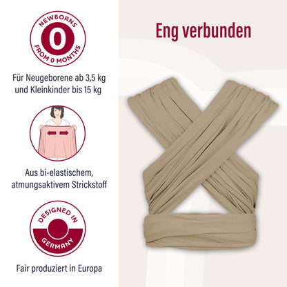 manduca Sling - Babytragetuch - Elastische Babytrage für Neugeborene von der Geburt bis zu 15 kg - Bio-Baumwolle - GOTS zertifiziert