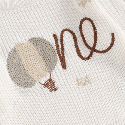 L&ieserram Baby Mädchen Jungen 1. Geburtstag Gestrickt Pullover Jumper Langarm Strickpullover Pulli Kleinkinder Kleidung Outfit Knitted Sweater 1 Jahr