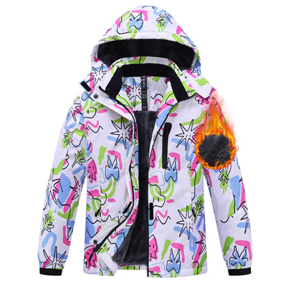 MoFiz Girls' Winter Jacket, Ski Jacket, Children's Softshell Jacket, Fleece Lining, Windproof, Outdoor Jacket with Hood
