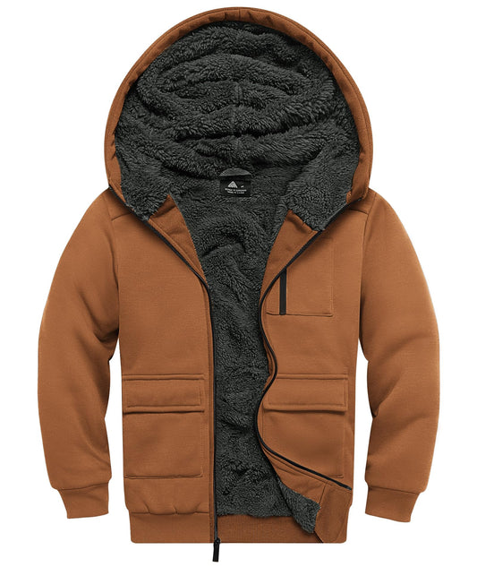 LLdress Fleece Jacket Boys Hoodie with Zip Children's Hoodie Boys Warm Hooded Jacket Causal Winter Ourdoor Sweat Jacket with Fleece Lining Hooded Jackets for Boys