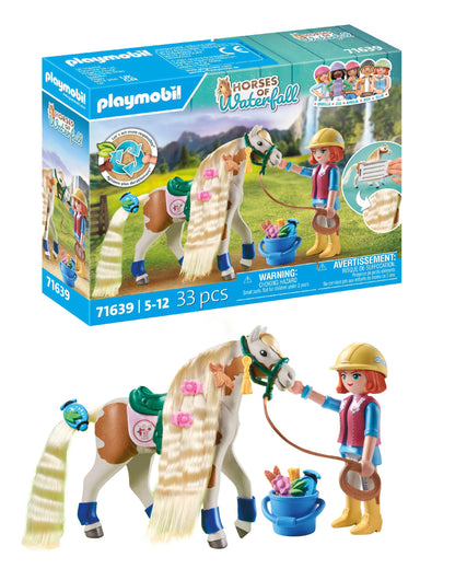 PLAYMOBIL Horses of Waterfall 71640 Kreativset mit Pferd und Stiften, inklusive Einer Figur, einem Pferd und DREI Crayola Stiften, künstlerisches Spielzeug für Kinder ab 5 Jahren