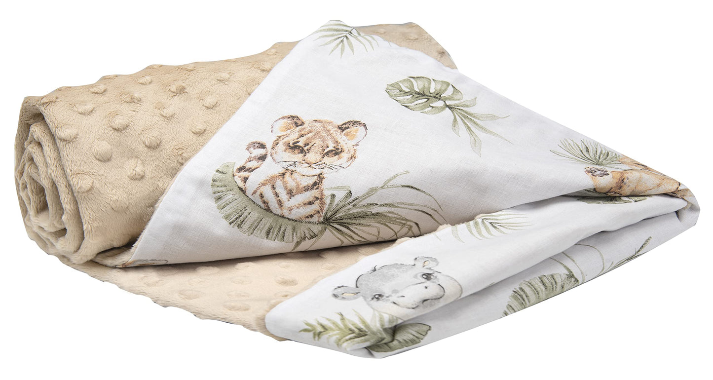 Medi Partners Babydecken Baby 100% Baumwolle Krabbeldecke Babydecke 75x100cm doppelseitig Kinderbett Minky Kuscheldecke Kinderwagen (REH mit grauem Minky)