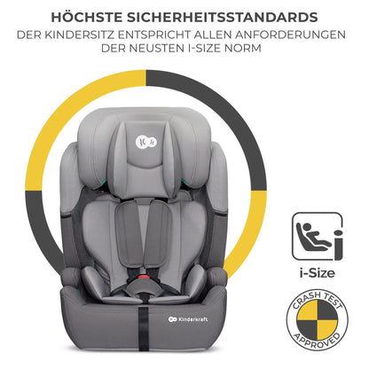 Kinderkraft Kinderautositz COMFORT UP I-SIZE, Autokindersitz, Kindersitz, ein Autositz für Kinder von 76-150 cm, 5-Punkt-Sicherheitsgurt, Einstellbare Kopfstütze, ECE R129/03, Grau - Meloni2