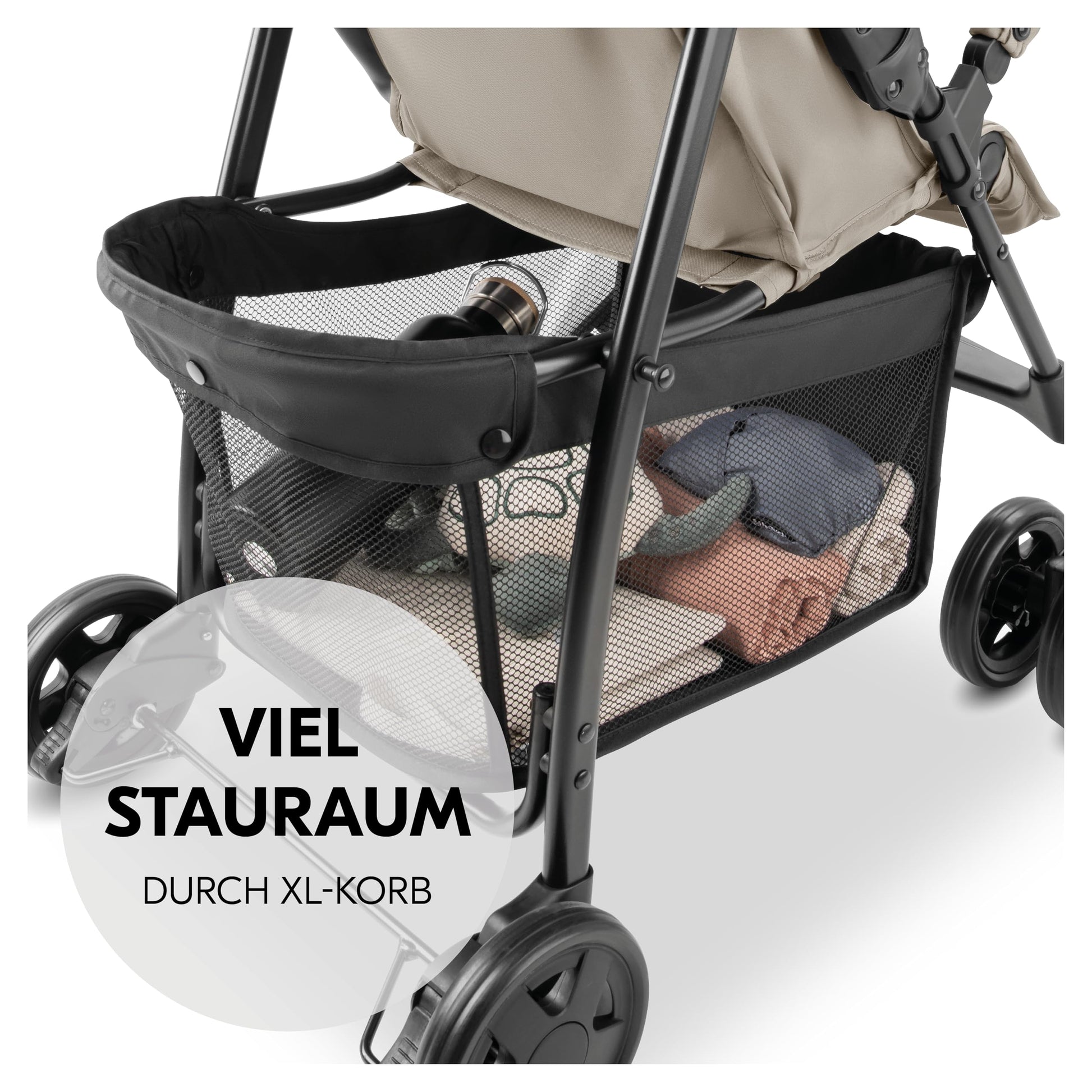 Hauck Lightweight Stroller up to 18 kg with reclining function from birth, small foldaway, sun canopy, large basket - Meloni2