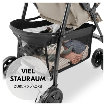 Hauck Lightweight Stroller up to 18 kg with reclining function from birth, small foldaway, sun canopy, large basket - Meloni2