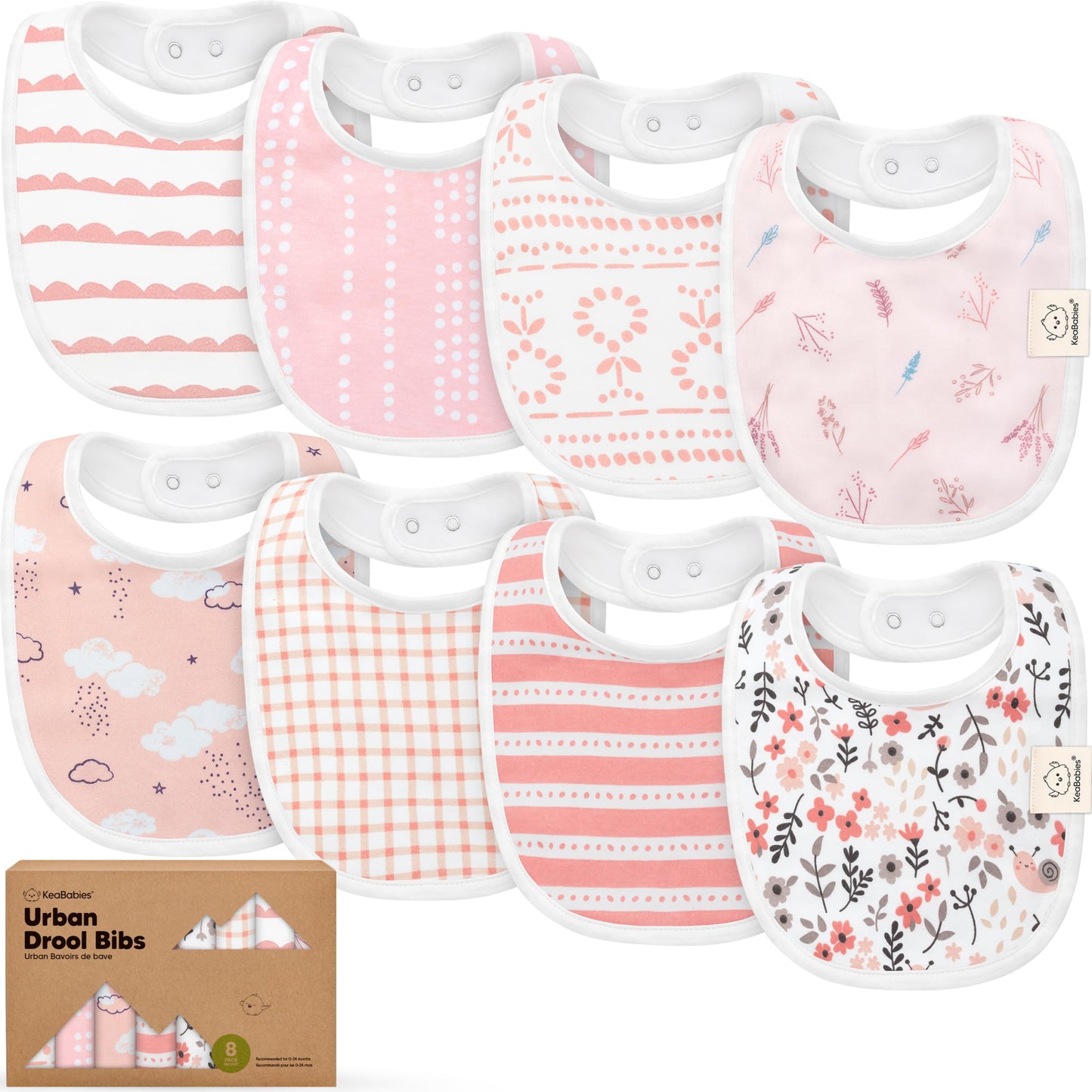 Baby Bibs for Boys &amp; Girls - 8-Pack Organic Cotton Teething Bibs - Baby Bibs for Girls &amp; Boys - Large Bibs for Infants, Toddlers (Wilderness) 