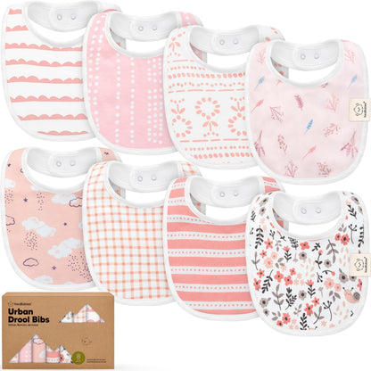 Baby Bibs for Boys &amp; Girls - 8-Pack Organic Cotton Teething Bibs - Baby Bibs for Girls &amp; Boys - Large Bibs for Infants, Toddlers (Wilderness) 