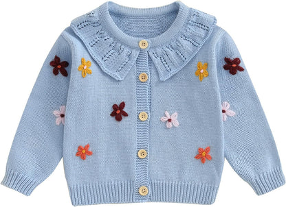 FOMOYUU Strickjacke für Kleinkinder und Neugeborene, Mädchen, langärmelig, Knopfleiste, Sweatshirt, Jacke, Herbst-Outfits