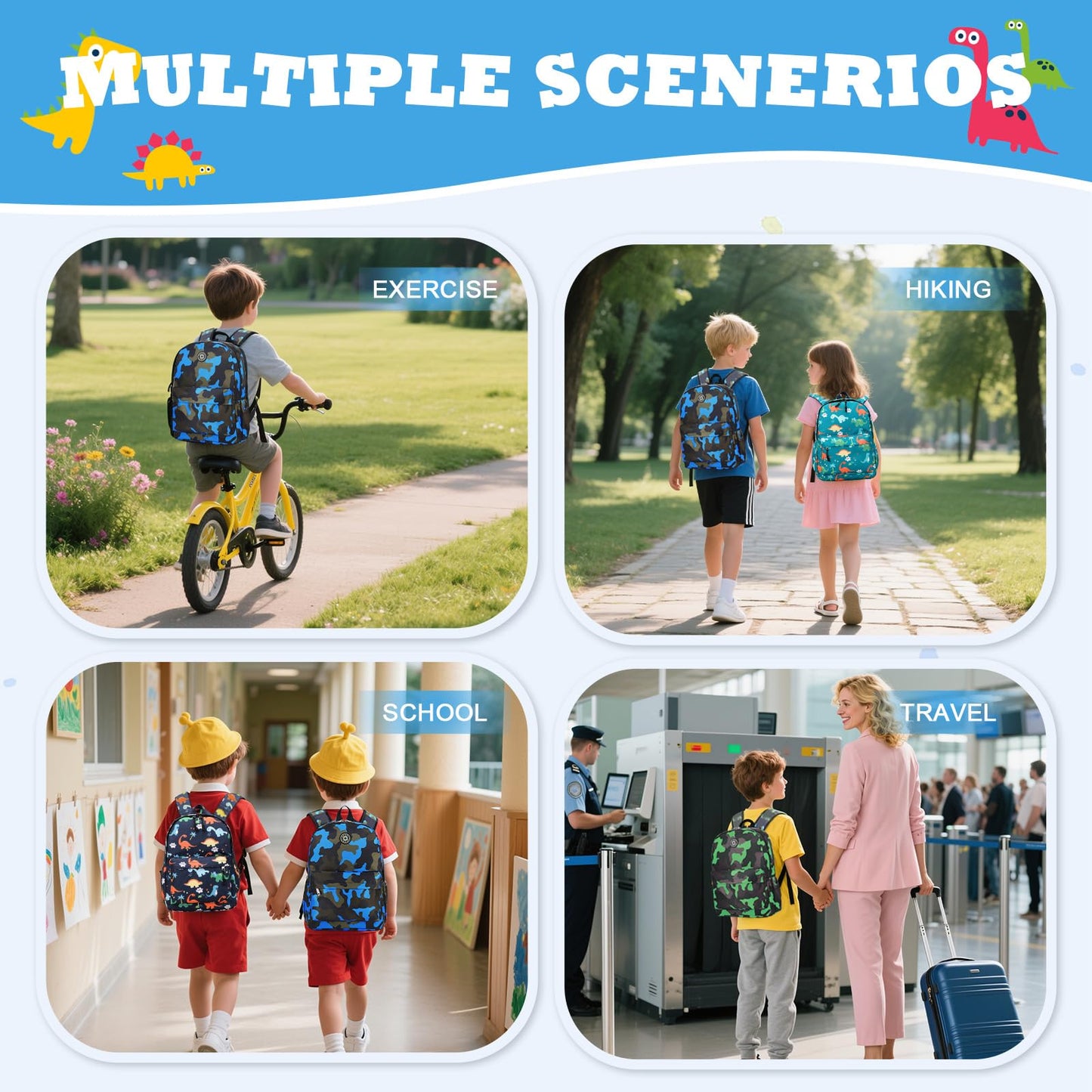 Kinderrucksack Jungen, Mini-Dinosaurier-Rucksack, Kindergarten Schulrucksäcke, Kleinkind Schultasche für Kinder, Jungen, Mädchen, Kleinkind