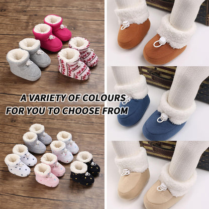 Baby Winter Shoes Warm Baby Shoes Winter Non-Slip Adjustable Newborn Snow Shoes First Walking Shoes Lined Thermal Fleece Crawling Shoes Slippers Winter Boots 0-18 Months