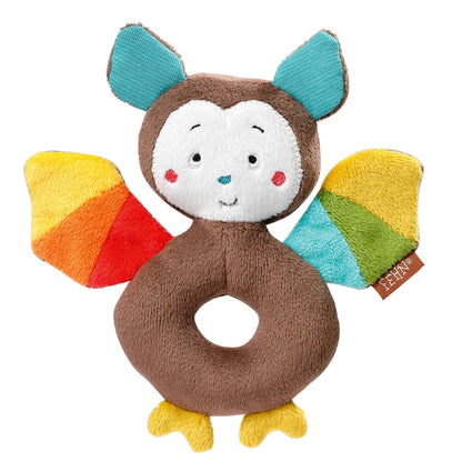 Fehn Baby Ring Greifling Lama - Kuscheltier Babyspielzeug mit Rassel - Motorikspielzeug für das spielerische Lernen - Plüschtier als Einschlafhilfe - Spielzeug für Babys & Kleinkinder ab 0+ Monaten