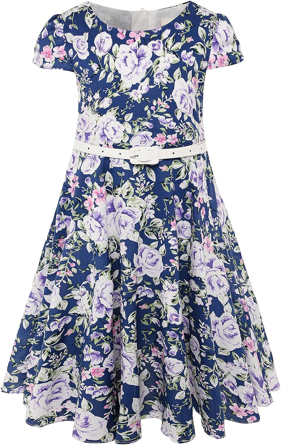BONNY BILLY Mädchen Kleider Vintage Blumen Festlich Hochzeit Elegant Kinder Kleid mit Gürtel