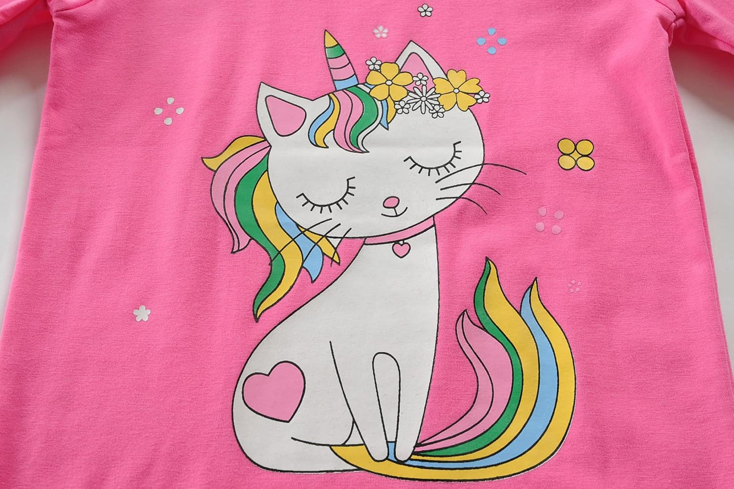 EULLA Kinder Mädchen Schlafanzüge Langarm Baumwolle Winter Pyjama Set Einhorn Prinzessin Dino Hase Eule Zweiteilig Nachtwäsche 1-10 Jahre 92 98 104 110 116 122 128 134 140