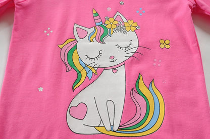 EULLA Kinder Mädchen Schlafanzüge Langarm Baumwolle Winter Pyjama Set Einhorn Prinzessin Dino Hase Eule Zweiteilig Nachtwäsche 1-10 Jahre 92 98 104 110 116 122 128 134 140