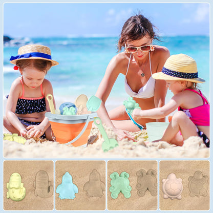11pcs Sandspielzeu Set,Sandspielzeug Kinder,Sandkasten Spielzeug,sandspielzeug Eimer,silikon sandspielzeug,mit Faltbarer Eimer, Schaufel, Sandharke, Sandförmchen, Für Kinder Jungen Mädchen (Orange)
