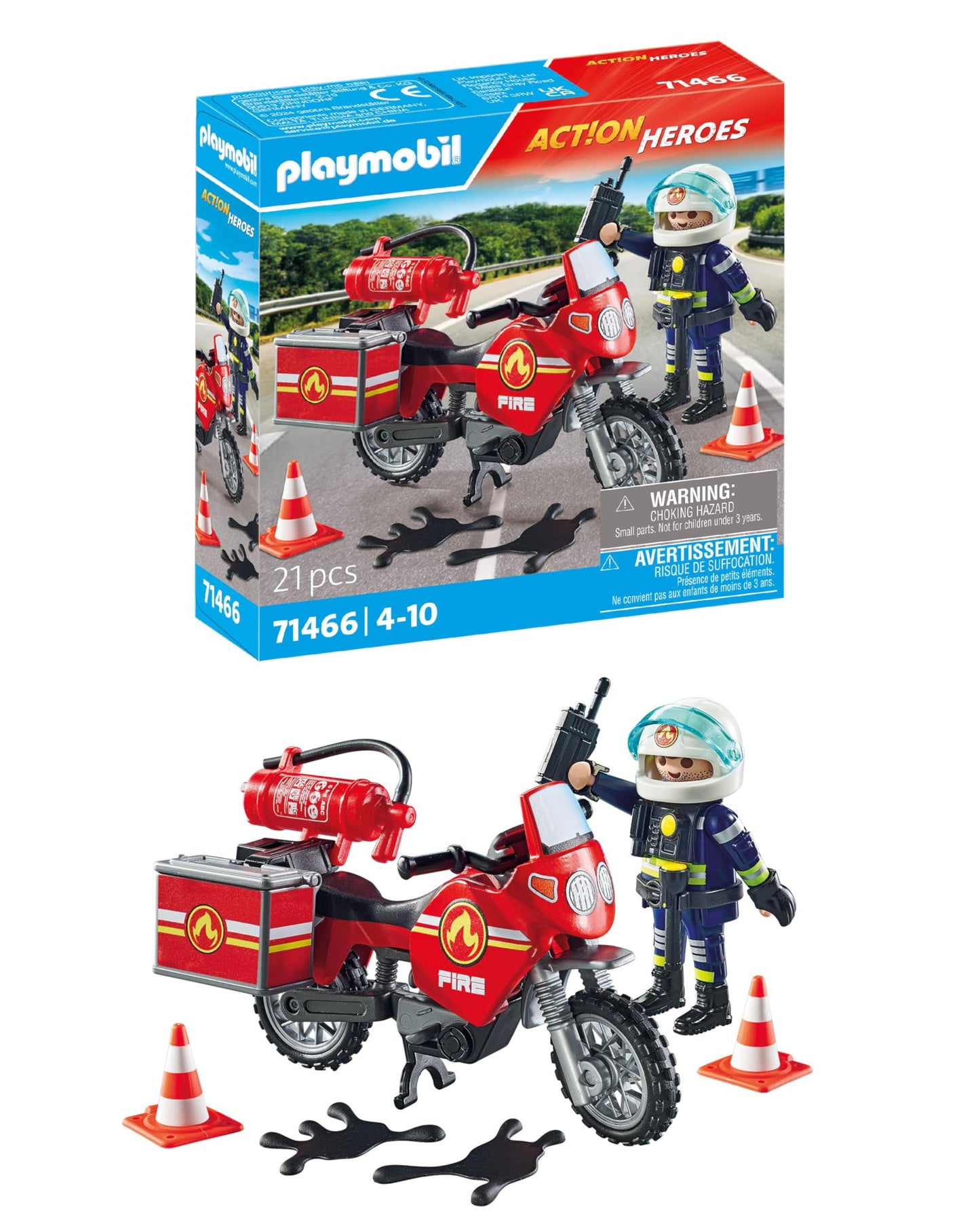PLAYMOBIL Action Heroes 71464 Fire Boat with Aqua Scooter, Exciting Water Rescue, Includes Diving Goggles, Flippers and Life Jacket, Realistic Toy for Children from 4 Years