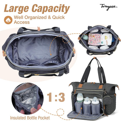 Wickeltasche mit Schnullertasche und Wickelunterlage, Wickelrucksack Multifunktions-Babytasche für Große Reisewindeltasche für Mama und Papa, isolierten Taschen-Dunkelblau