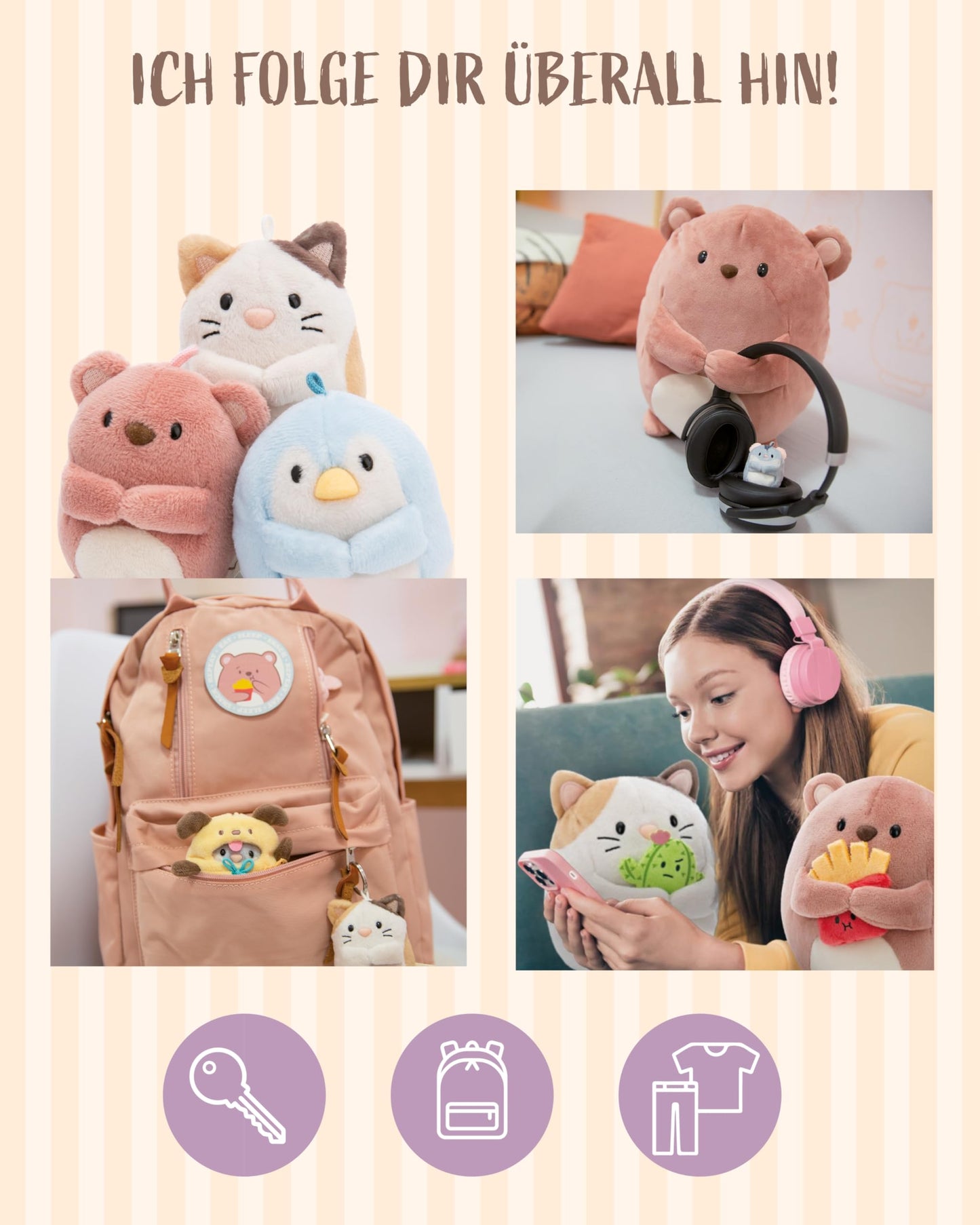 NICI MYMOCHI Fuchs Kuscheltier Geeks 16 cm mit Videospiel in Geschenkbox 11x12x6,5 cm, Flauschiges Stofftier zum Kuscheln, Spielen und Liebhaben - 61151
