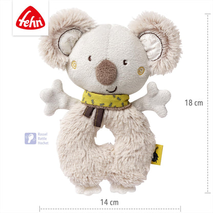 Fehn Baby Ring Greifling Lama - Kuscheltier Babyspielzeug mit Rassel - Motorikspielzeug für das spielerische Lernen - Plüschtier als Einschlafhilfe - Spielzeug für Babys & Kleinkinder ab 0+ Monaten