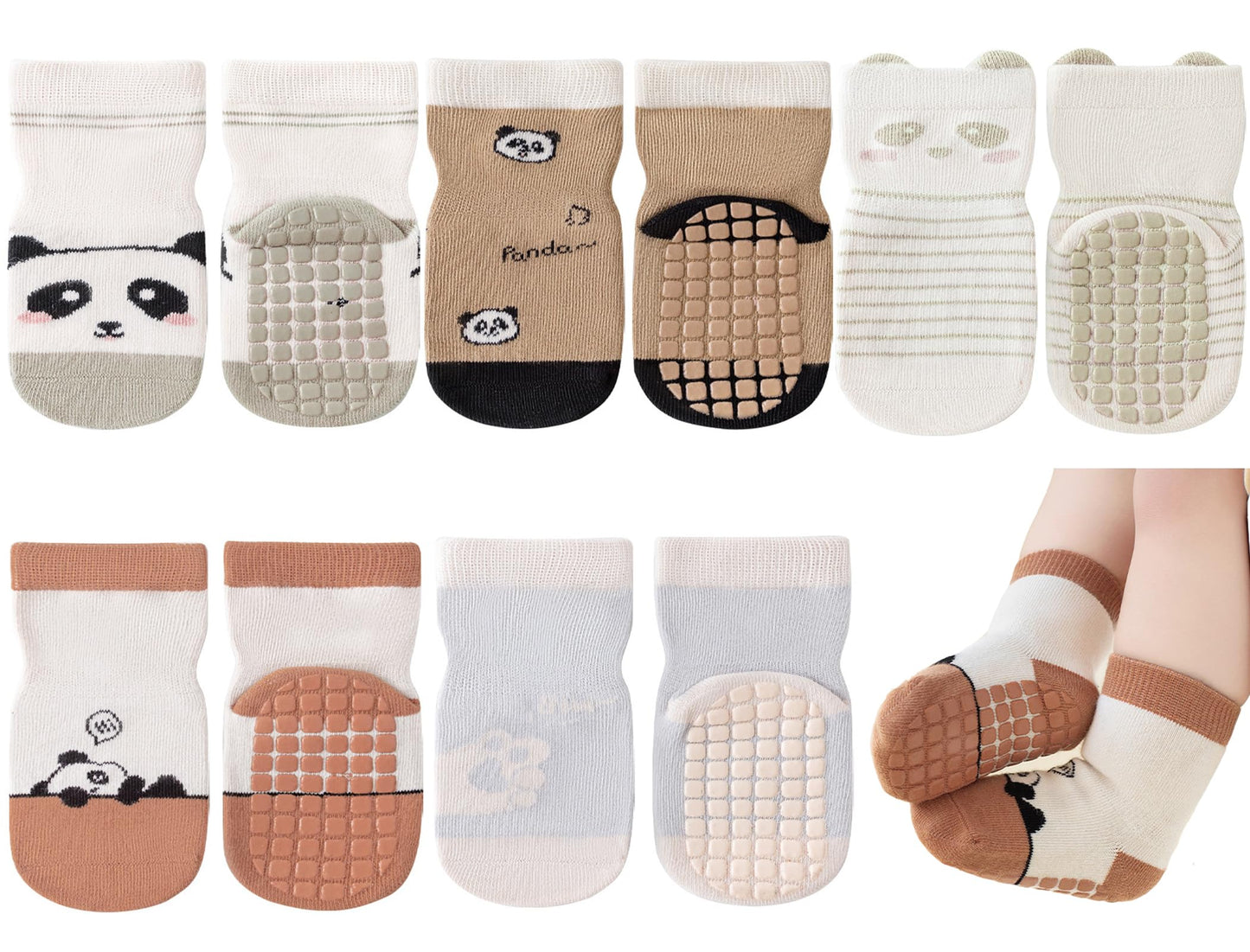Rutschfeste Socken für Baby Mädchen Jungen 5 Paar Kinder Anti Rutsch Socken Sportsocken Stoppersocken
