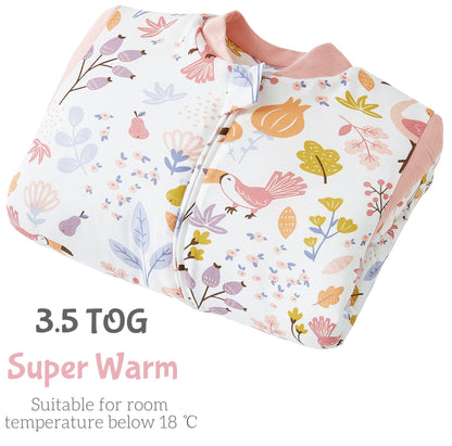 Chilsuessy Baby Sleeping Bag Winter with Removable Long Sleeve Organic Cotton Baby Sleeping Bag Small Children All-Year Sleeping Bag Pyjamas for Boys and Girls, Crown/2.5 Tog, 75-90 cm