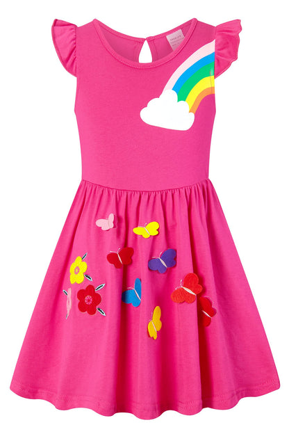 SFreeBo Girls Dresses Unicorn Rainbow Dress Kids Girls Gift Cotton Colourful Dresses for Girls 104 110 116 122 128