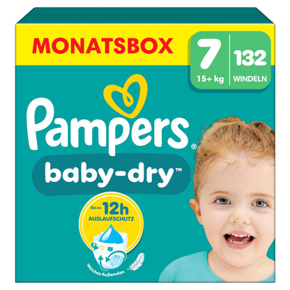 Pampers Baby-Dry Size 3, 222 Nappies, 6 kg - 10 kg, Up to 100% Leak Protection & Comfort All Night
