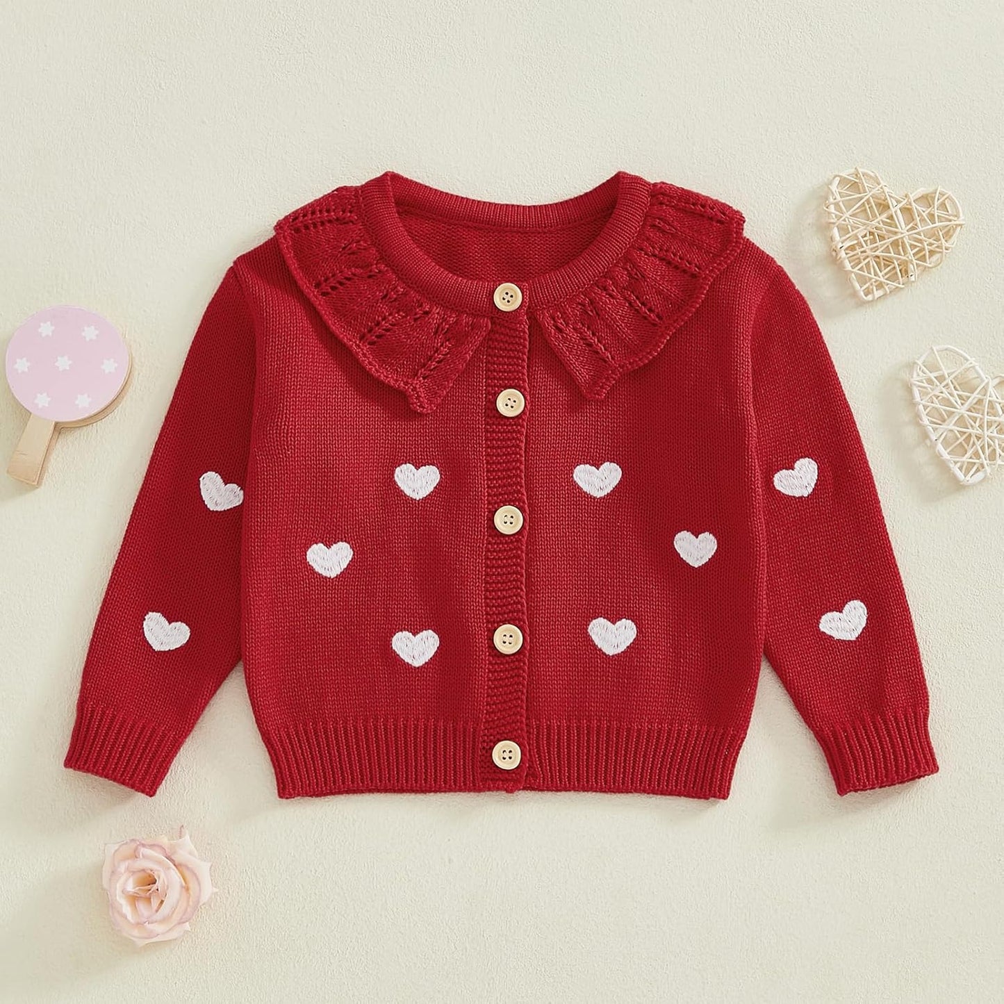 FOMOYUU Strickjacke für Kleinkinder und Neugeborene, Mädchen, langärmelig, Knopfleiste, Sweatshirt, Jacke, Herbst-Outfits