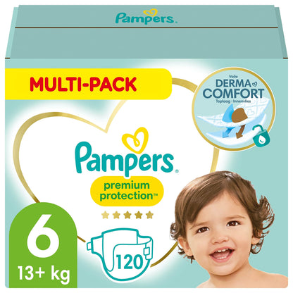 Pampers Premium Protection Größe 6, 144 Windeln, 13kg-18kg, Doppelter Schutz für die Haut und vor Auslaufen