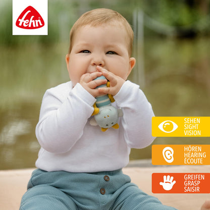 Fehn Mini-Rassel Otter – Mini-Greifling zum Rasseln, Fühlen, Spielen mit kuschelweichem Stoff-Tier – ein treuer Begleiter für Babys und Kleinkinder ab 0+ Monaten